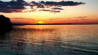 Puruvesi sunset scenery with sounds on shore 4K