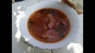 Рассольник в казане на костре. Мощный супчик. Мангал помогает