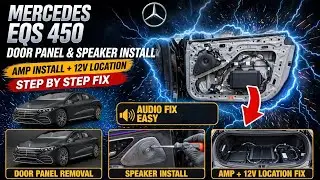 Mercedes Benz EQS 450 How to remove door panel, install speakers,Install amplifiers 12volt location
