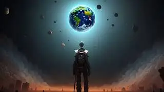 Free Stock Videos - an alien future astronaut looking at the vast space with earth like planet above