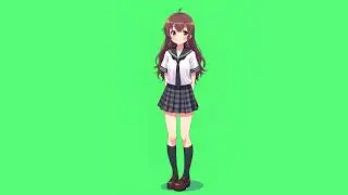 Cute anime school girl green screen | Anime girl green screen full body