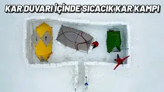 Kar Fırtınasından Koruyan Kar Duvarı İçinde Çadırla Kar Kampı