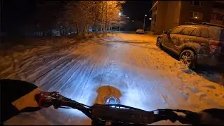 ЗИМНИЙ ПРОХВАТ На ПИТБАЙКЕ! По ГОРОДУ! Поймали  МЕНТЫ!?