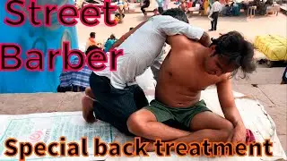 OUTDOOR RELAXING MASSAGE THERAPY BY INDIAN STREET BARBER MANOJ At HOLI CITY VARANASI |ASMRYOGi Ep-25