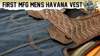 First Mfg Havana Men's Club Style Motorcycle Leather Denim Vest