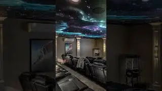 Basement converted into home theater with star ceiling | 