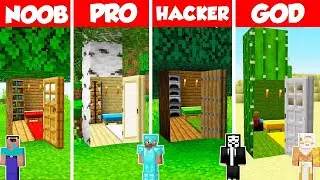 Secret Tree House Build Battle Challenge - Noob vs Pro vs Hacker vs God - Minecraft Animation