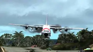 C130 Herkules landing at St Barth TFFJ