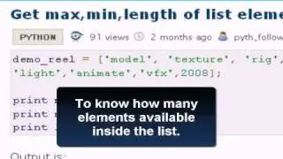 Get max,min,length of list elements in python