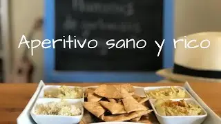 Hummus de garbanzos y aguacate con nachos integrales de espelta