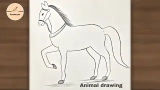 How to draw a Horse 🐎 easy animal drawing idea for beginners