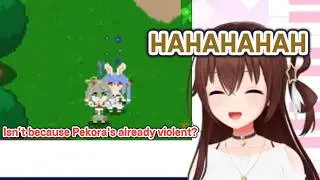 Sora caught off guard by Cecilia's dialogue and it made her laugh so hard