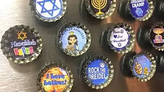 Hanukkah Bottle Cap Magnets