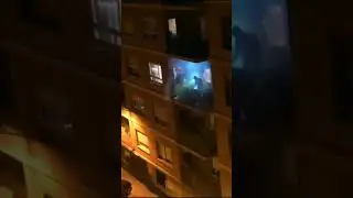 Guy blasting Caramelldansen out balcon u uwa uwa a!