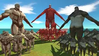 Armored Titan Vs Colossal Titan Vs Titan Beast Animal Revolt Battle Simulator.