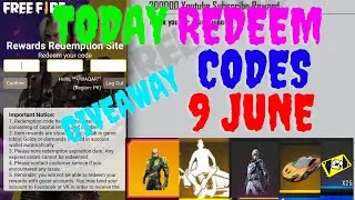 TODAY FREEFIRE NEW REDEEM CODES || FREEFIRE TODAY NEW REDEEM CODE ||9 june WORKING REDEEM CODES FREE