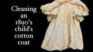 A stained & yellowed Victorian child’s coat is revived on a stovetop and white again 130 yrs later