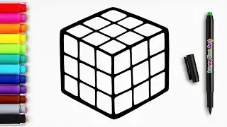 Rubik's Cube Drawing and Coloring for Kids & Toddlers | Drawing Tutorial Art