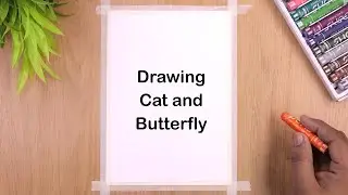 How to draw butterfly and cat scenery drawing and painting