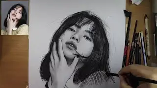 Lisa Realistic Charcoal Drawing by Irwan ART drawing