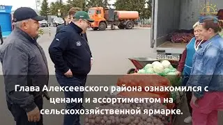 Глава Алексеевского района ознакомился с ценами и ассортиментом на сельскохозяйственной ярмарке.