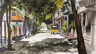 Comment peindre une rue ombragée à l'aquarelle
