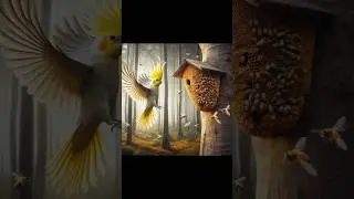Tiel sees a beehive on a tree #birds #cute #parrot #cockatielsing #pets #shorts #funny