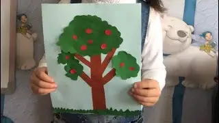 Rengli kagızdan agac kesib yapışdırma