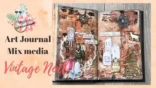 Art Journal Mix Media Vintage Noël