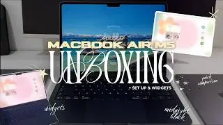 upgrading after 9 years... macbook air m5 unboxing 💻 🦢⋆｡˚ (aesthetic setup & widgets)