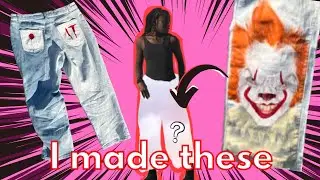 I painted pennywise jeans for halloween