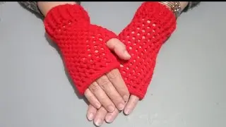 Fingerless gloves very simple handmade project  work crochet pattern step by step tutorial