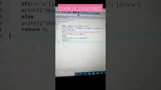 vowel or consonant||checking alphabet #ccode #ccoding