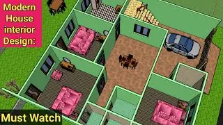 Modern House interior design ||Ghar ka naksha ||Sketchup tutorial