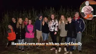 going to a haunted corn maze with my family- the chainsaw guy started chasing us!!