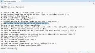 SQL DBA Interview Questions