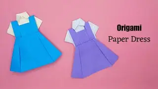 Origami Dress ~ How to Make Paper Dress || Paper Things Without Glue   ||  DIY mini paper dress