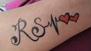 R S name couples tattoo design with heart♥️ #trending #couplenametattoo #temporarytattoo #new #love