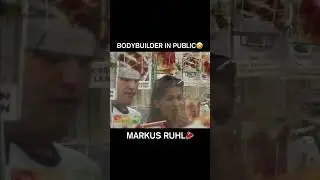 Bodybuilder in Public place.