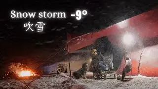 Solo HONDA NSX camping in snow storm. Enjoy  -9° Car camping in winter japan. ASMR.