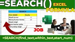 How To Use Search Formulas in Excel ? | Search formula in Hindi , Excel tutorial in Hindi