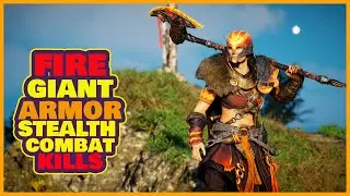 Assassin's Creed Valhalla Fire Giant Armor Stealth Combat Heavy Kills ( NO HUD )