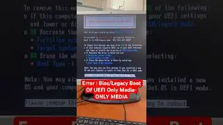 Fix:Error BIOS / Legacy Boot of UEFI Only Media |Please remove this Media and Press any Key to Boot