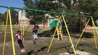 Ava and Neil in competition swinging 