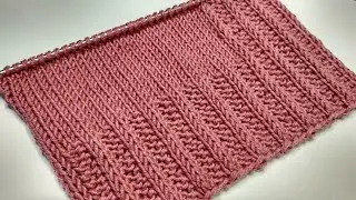 Очень красивая резинка спицами для цельновязаной планки