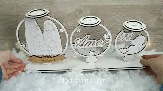Candelabro natalício com presépio e 3 velas