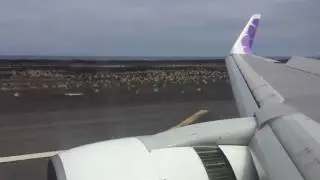 Hawaiian 767-300ER Landing Kona (w/ MH-53 Pave Lows on tarmac)