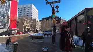 Walking in Saskatoon (Downtown) on a warm winter day - Saskatchewan, Canada [4K]