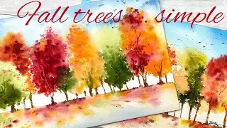 Autumnal Colors - Scenery of Fall Leaves- Watercolor Painting -Tutorial Step by Step