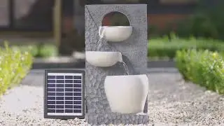 48cm Solar Two Tone Pouring Bowls Tiered Cascading Water Wall Water Feature By Solaray